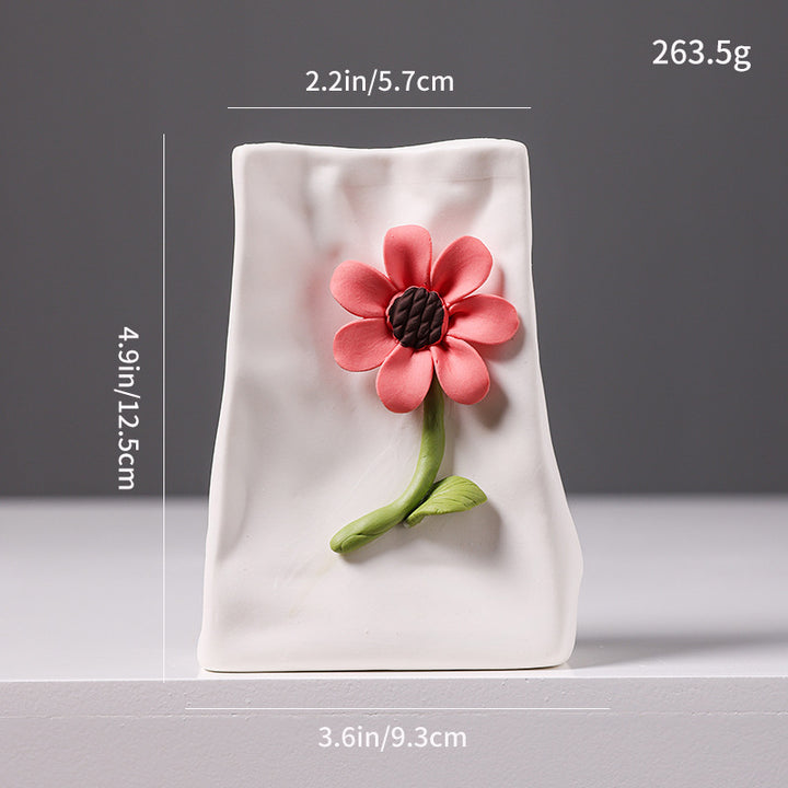 Decorative Floral Relief Ceramic Vase Kalsten