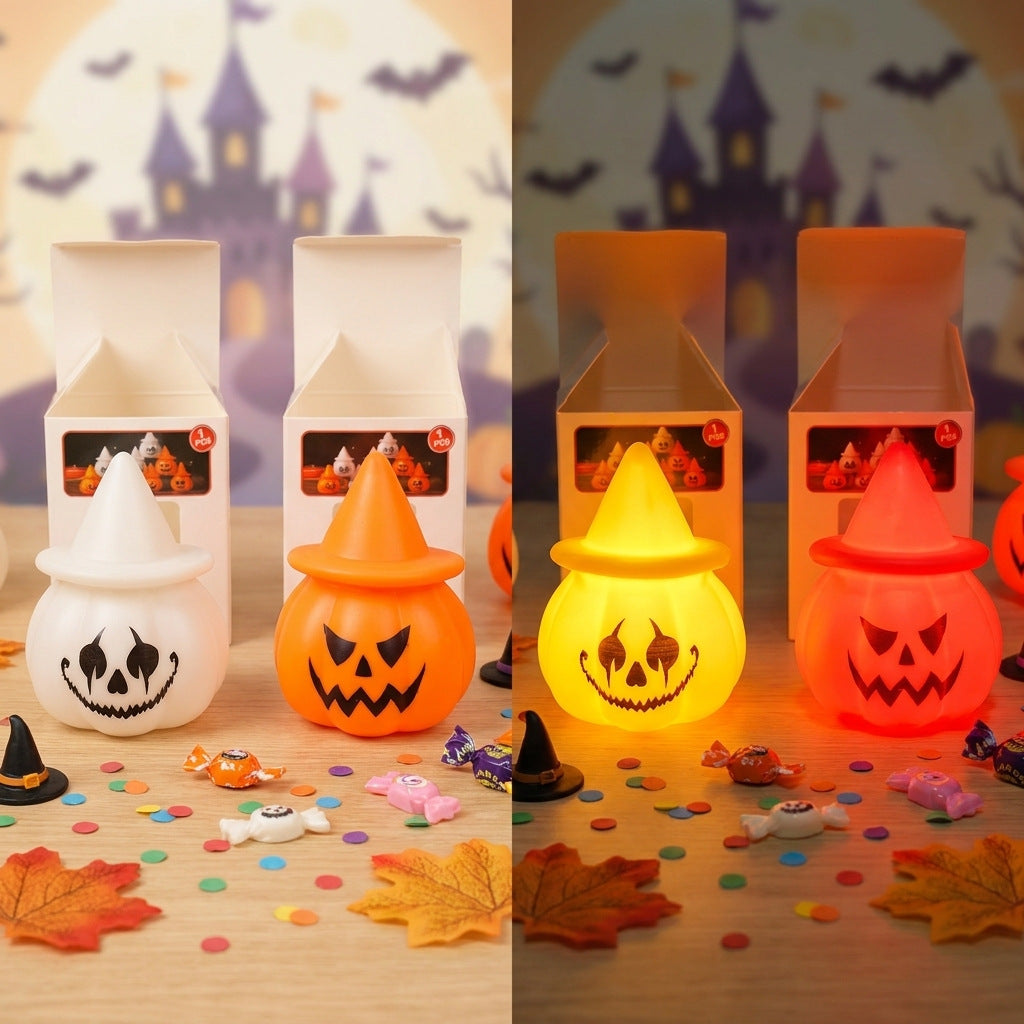 Halloween LED Pumpkin Mood Light with Witch Hat