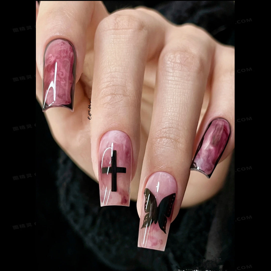 Artistic Long Coffin Press-On Nail Tips