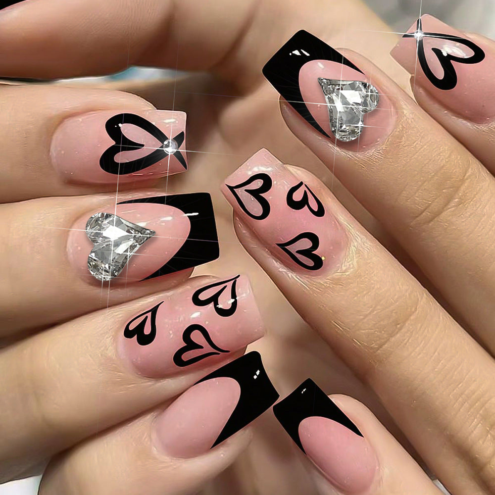 Glamorous Heart-Design Press-On Nails