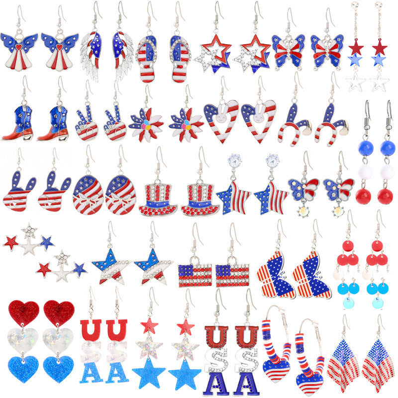 Women's nan patriotic horseshoe enamel dangle earrings with star-accented design and fishhook findings Kalsten