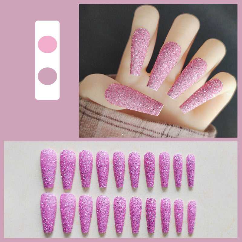 Glossy Long Coffin Press-On Nails Set