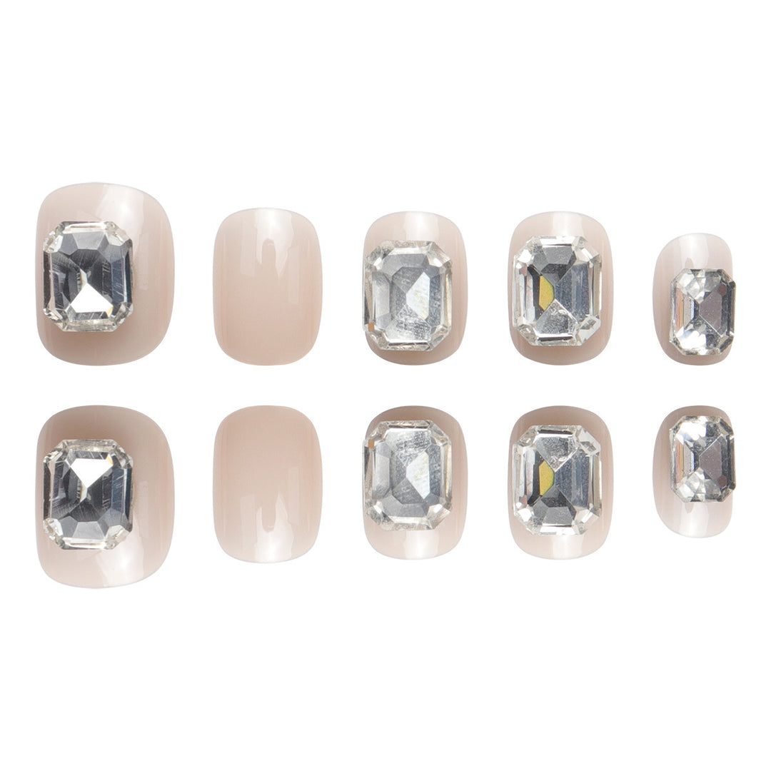 Glamorous Rhinestone-Embellished Press-On Nails Kalsten
