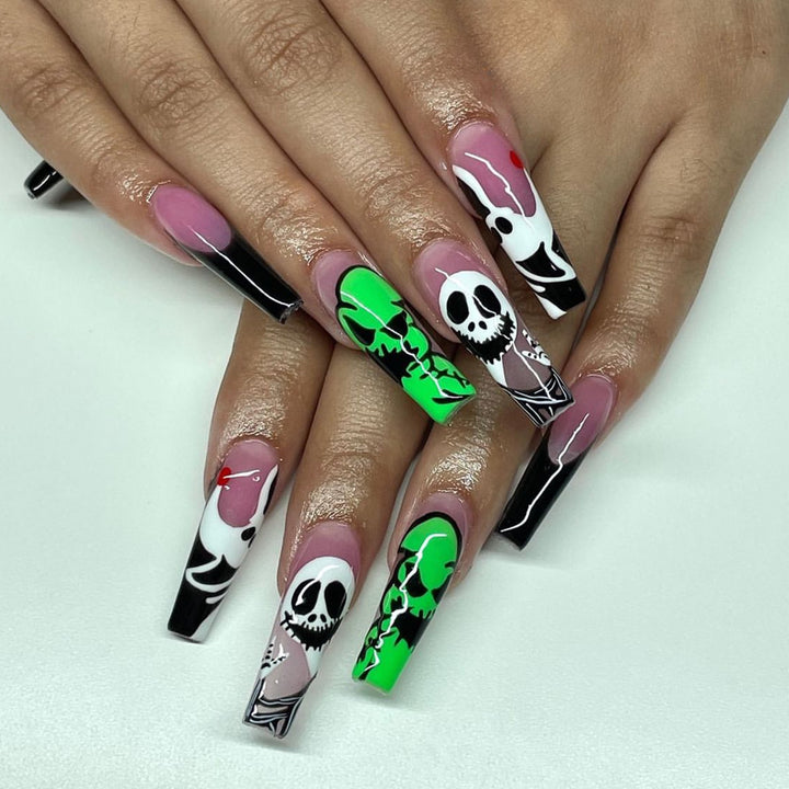 Whimsical Skull Art Nail Extensions Kalsten