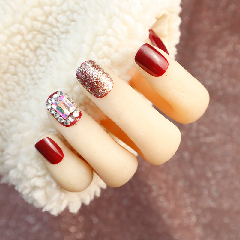 Glamorous Press-On Nail Set with Glitter and Rhinestone Accents Kalsten