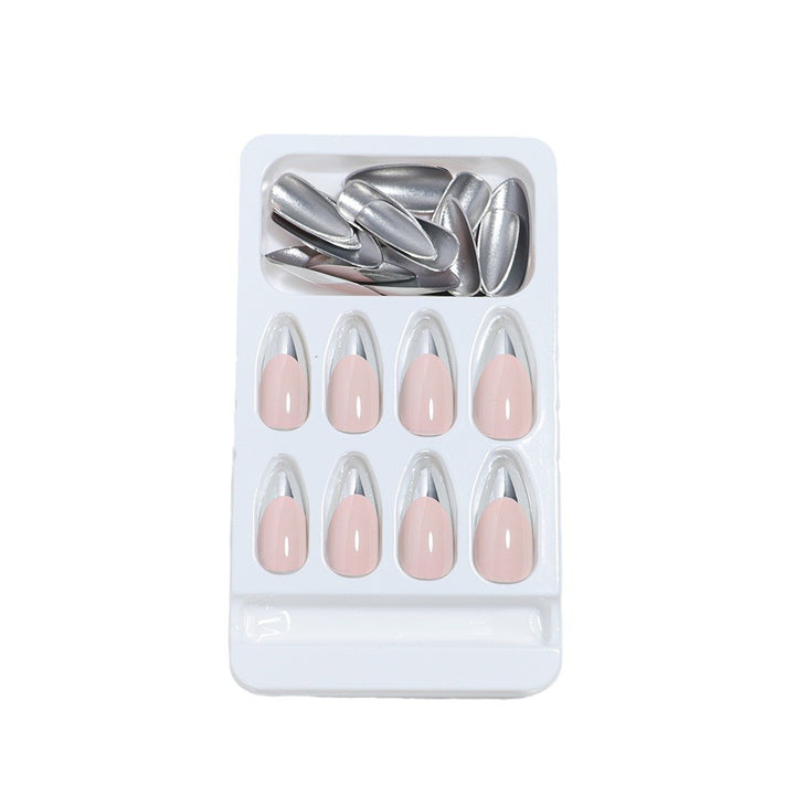 Glossy Stiletto Press-On Nail Set with Silver Accents Kalsten