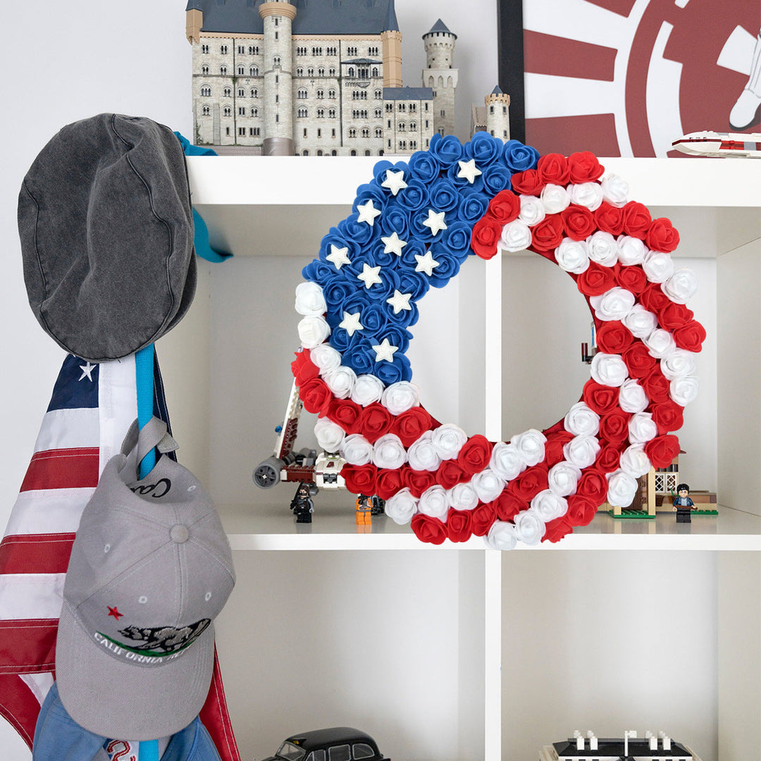 Unisex nan patriotic pom pom front door wreath with star embellishments Kalsten