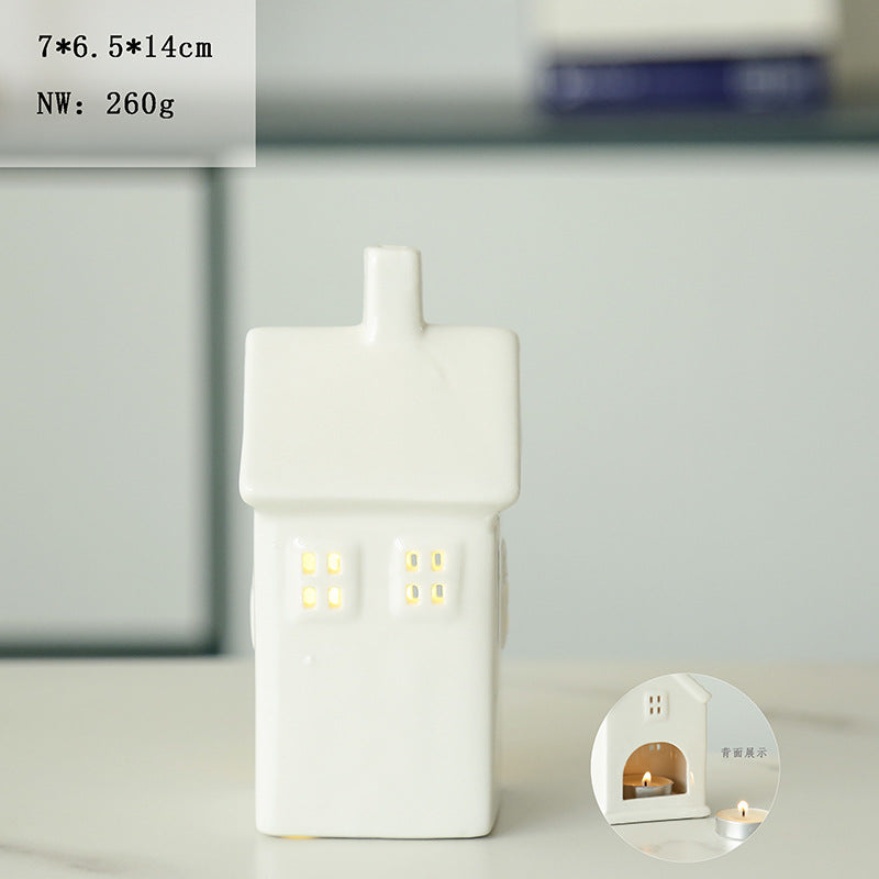 Ceramic House-Shaped Tea Light Holder Kalsten