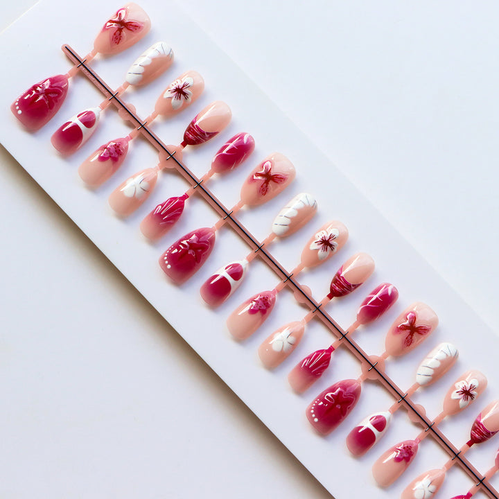 Floral Patterned Press-On Nail Art Kit