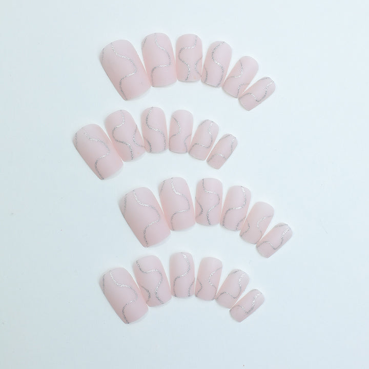 Nail art set with elegant glitter contour design Kalsten