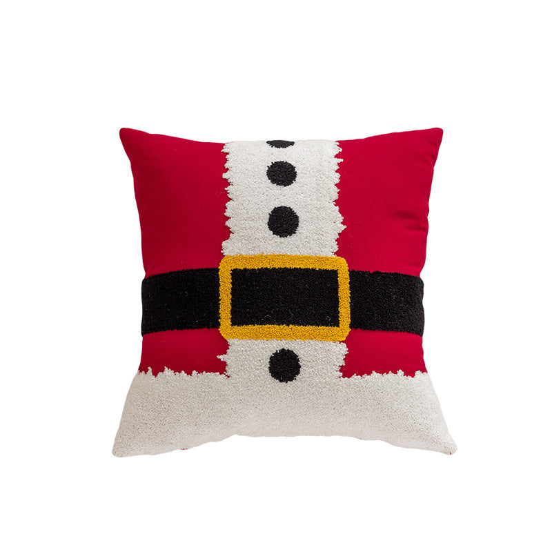 Holiday Tufted Chenille Square Throw Pillow with Raised Tree Motif and Hidden Zipper