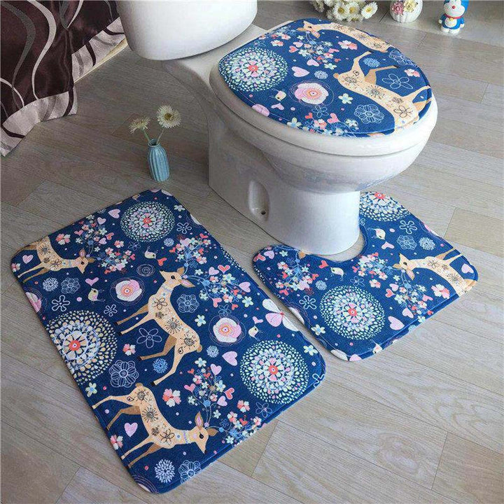 Stylish Geometric Pattern Bathroom Mat Set