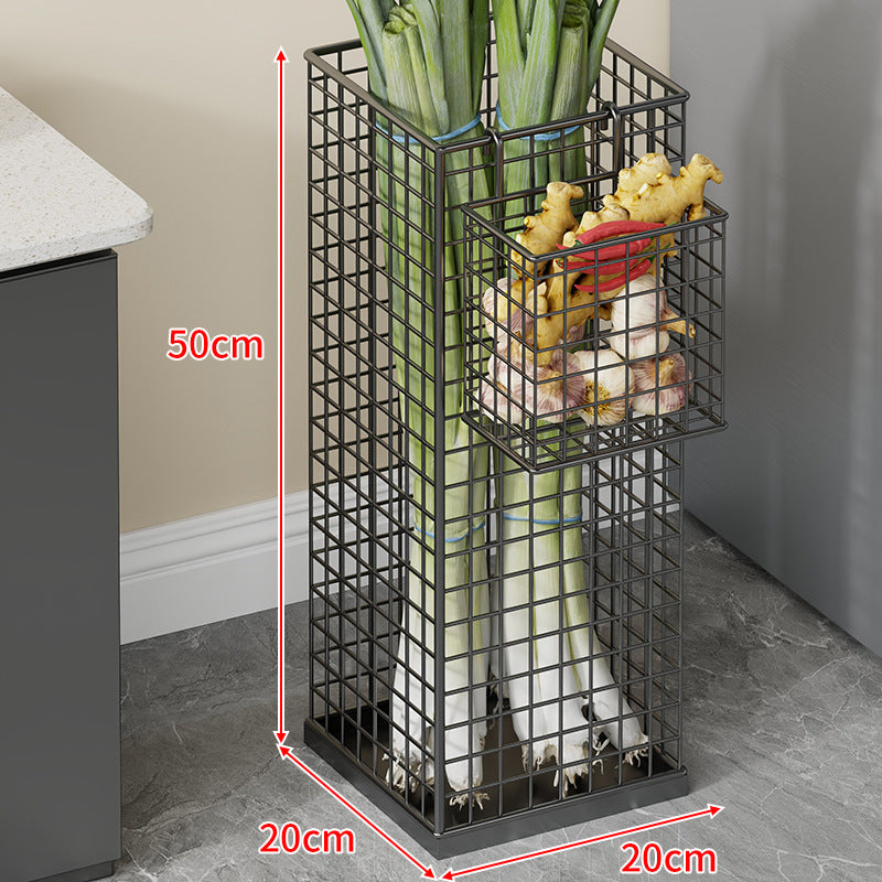 Vertical Metal Produce Storage Tower with Detachable Side Basket