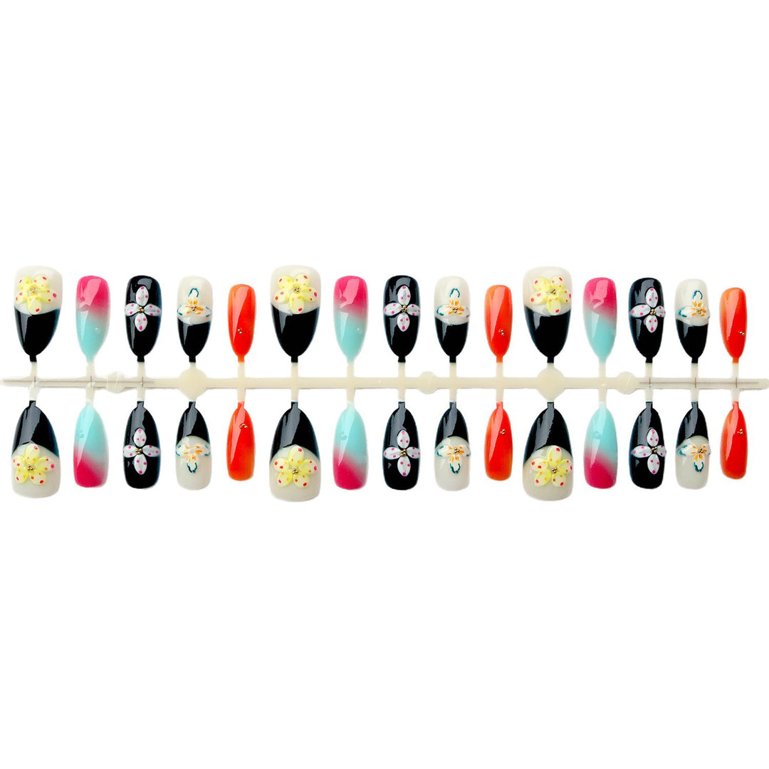 Hand-Painted Floral Art Press-On Nail Set