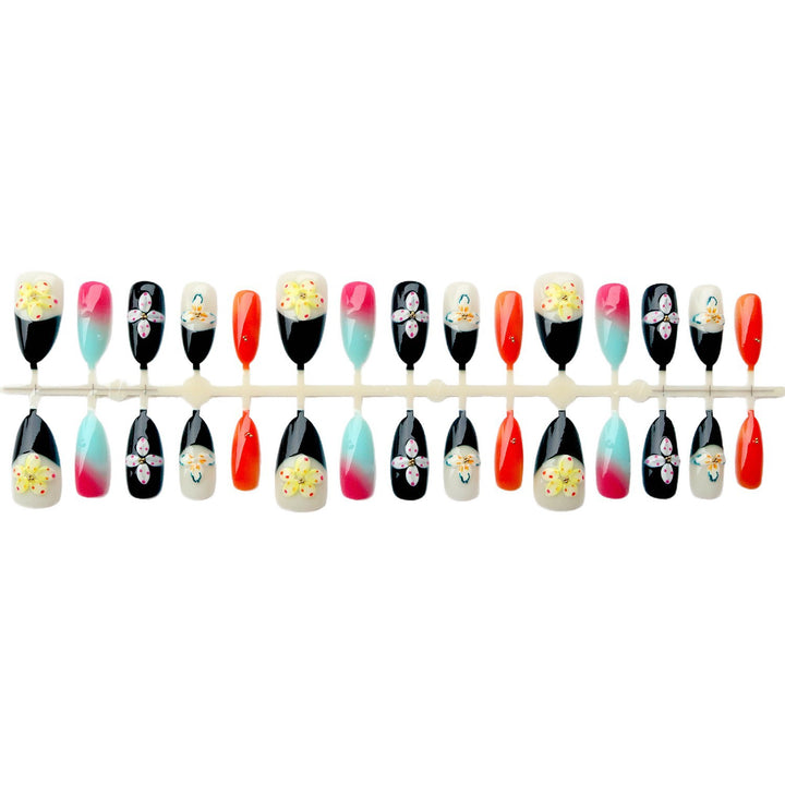 Hand-Painted Floral Art Press-On Nail Set