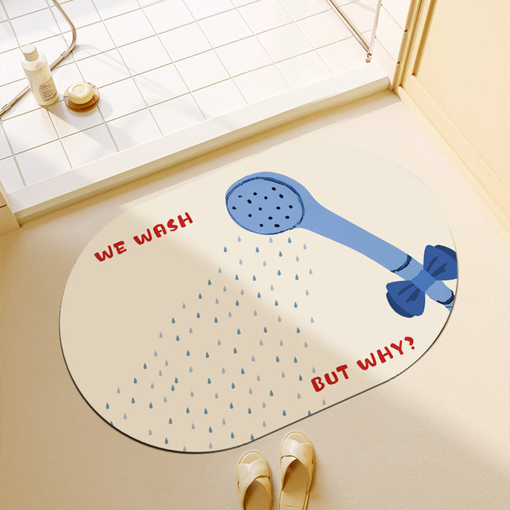 Playful Bath Mat with Showerhead Design