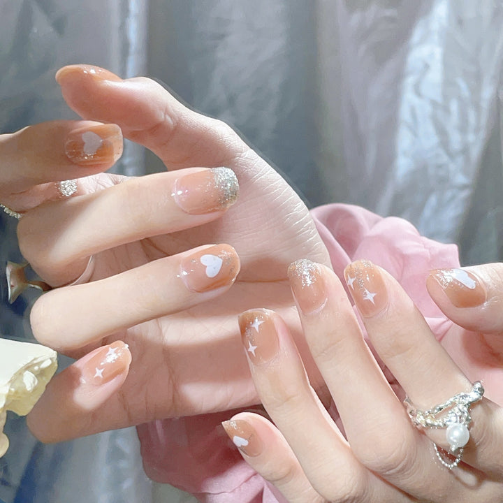 Heart and Star Pattern Press-On Nail Set