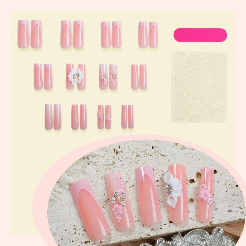 Artificial Nail Set with Delicate Floral Accents Kalsten