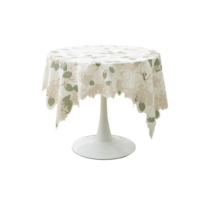 Rectangular tablecloth with olive branch pattern and wavy hem