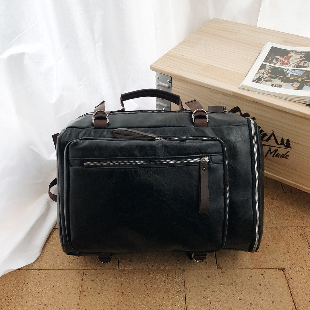 Premium Leather Weekender Duffel Bag
