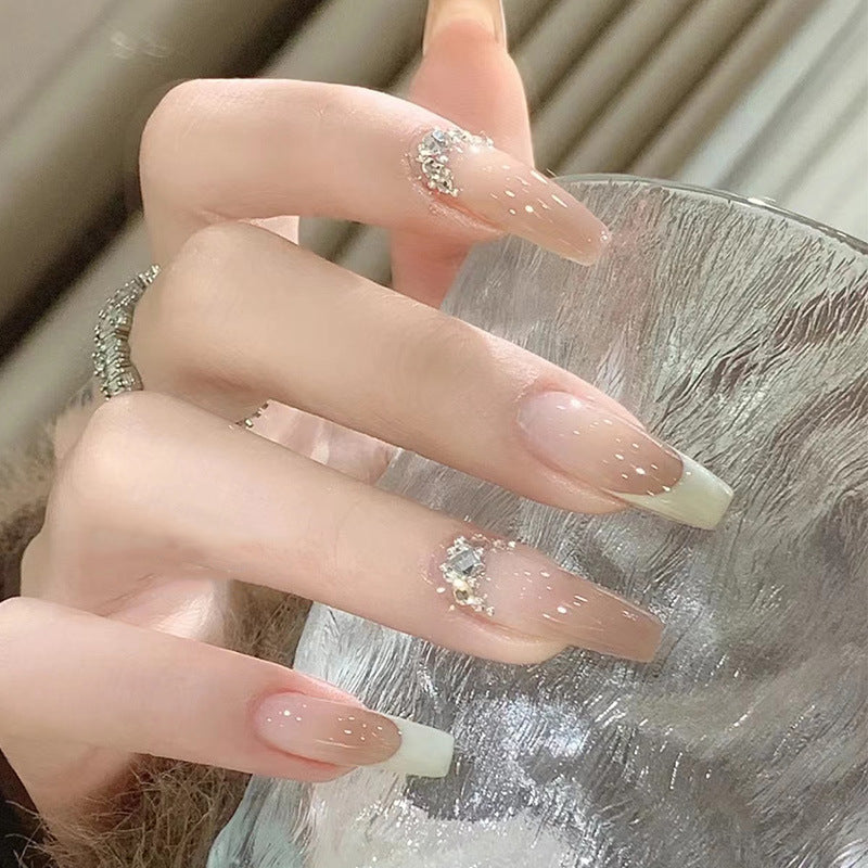 Decorative Press-On Nail Tips with Rhinestone Accent Kalsten