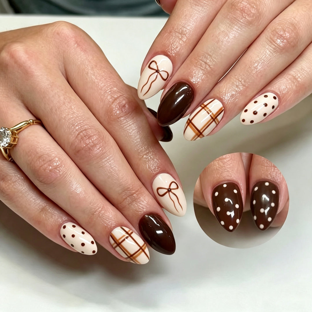 Artistic Autumn-Themed Press-On Nail Set