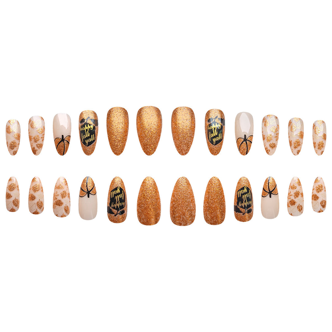Autumn-Themed Press-On Nail Set