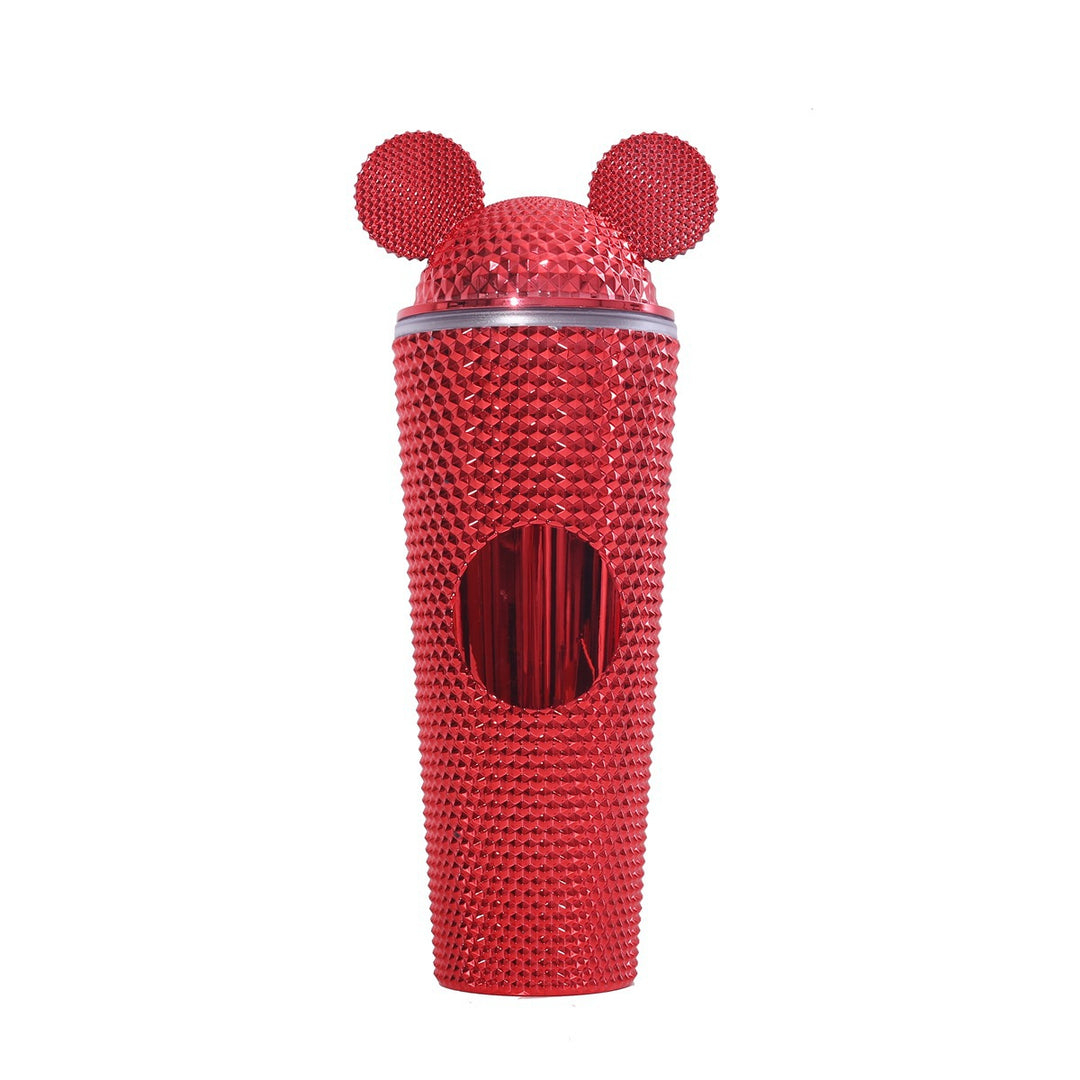 Studded Textured Reusable Tumbler With Decorative Ear-Top Screw Lid