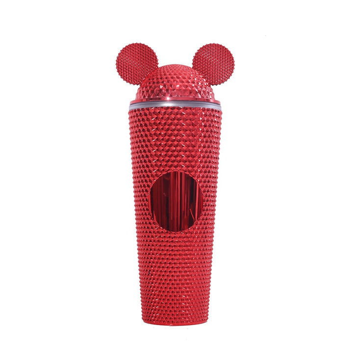 Studded Textured Reusable Tumbler With Decorative Ear-Top Screw Lid