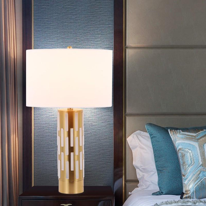 Elegant Decorative Table Lamp with Geometric Base
