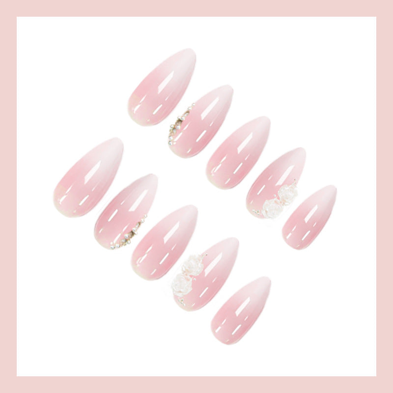 Acrylic nail set with elegant rose decorations Kalsten