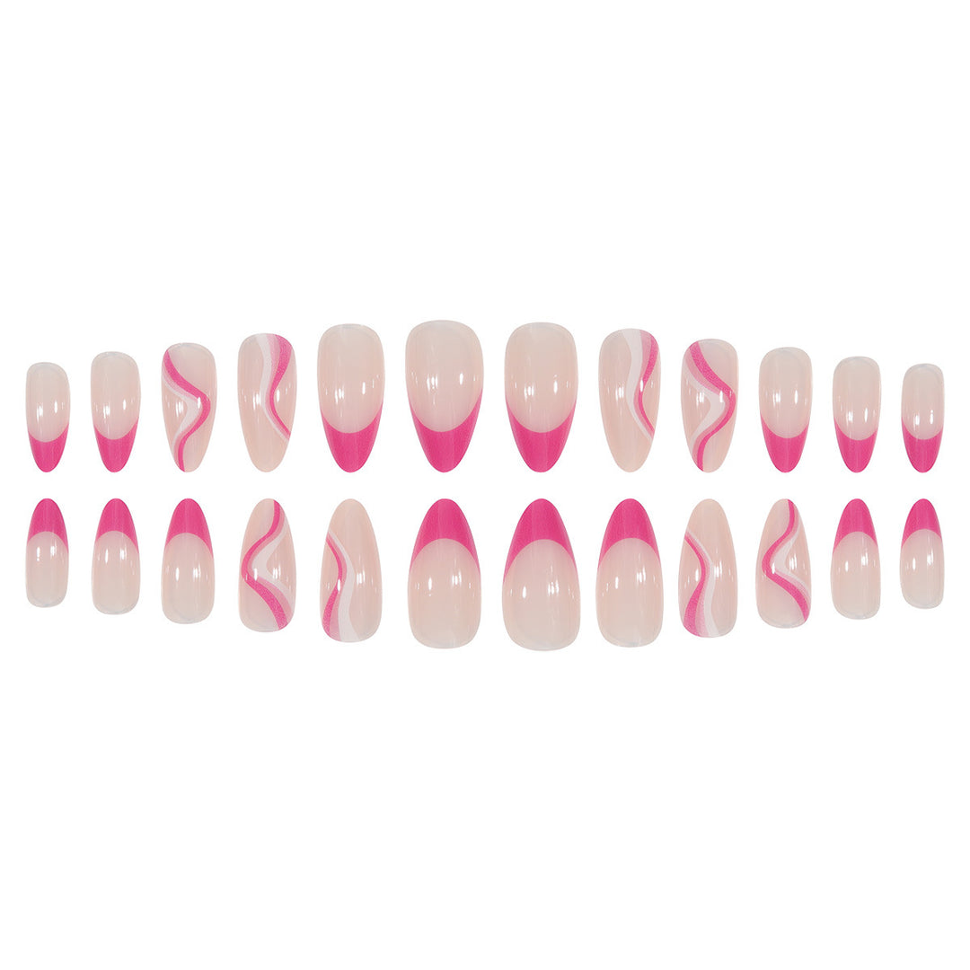 Artistic Stiletto Press-On Nails with Colorful Wave Design Kalsten