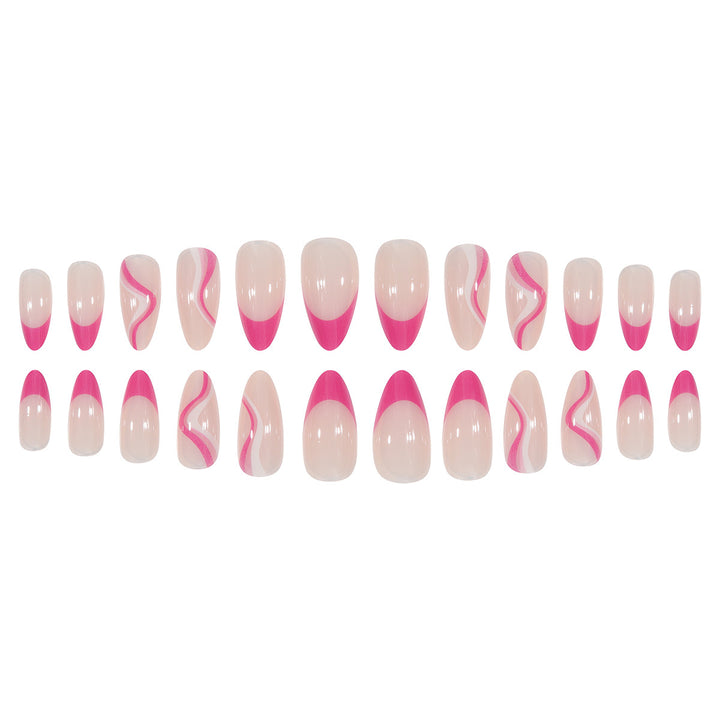 Artistic Stiletto Press-On Nails with Colorful Wave Design Kalsten