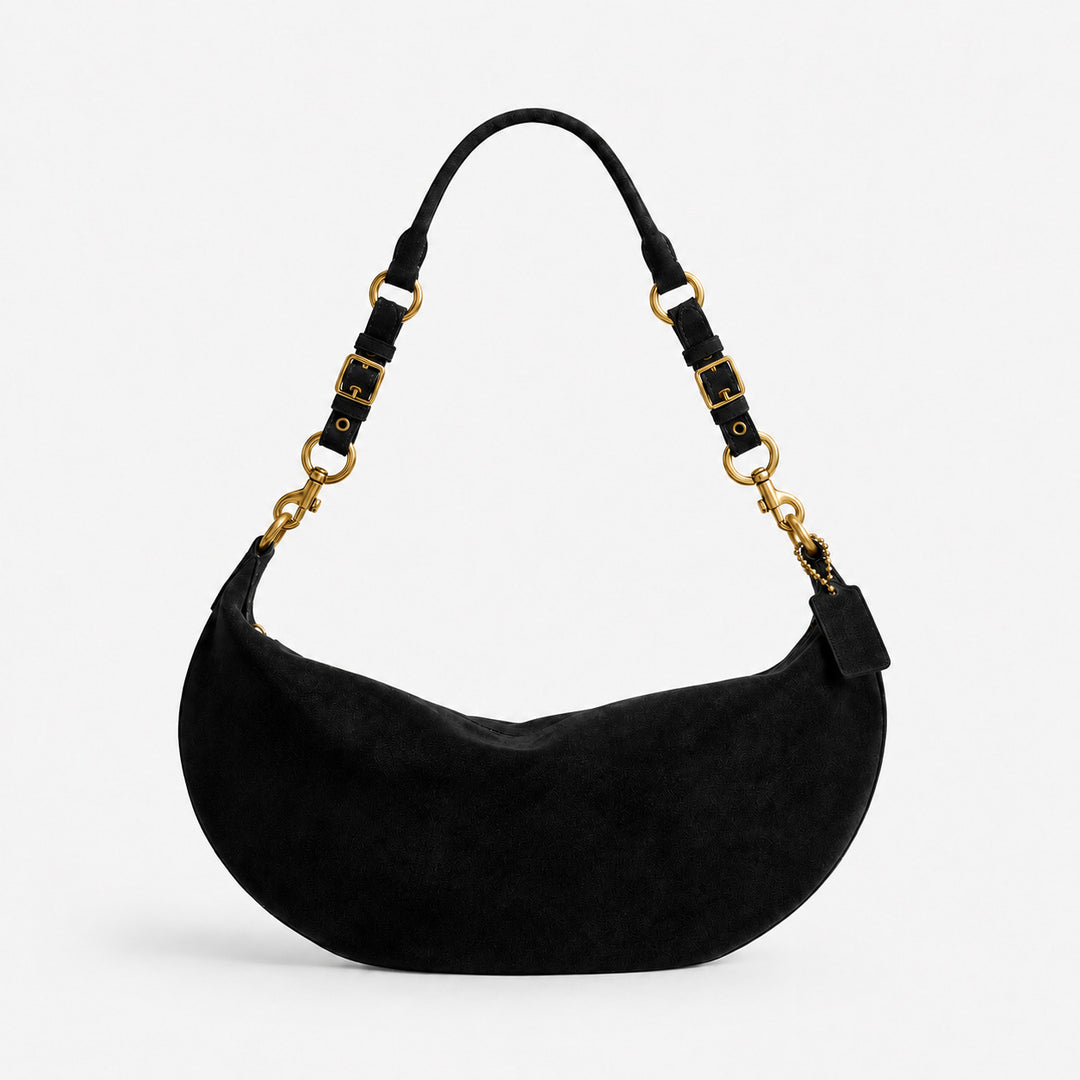 Soft Suede Curved Handbag