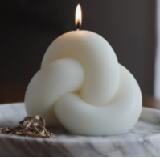 Ribbed Rectangular Pillar Candle with Vertical Fluted Texture