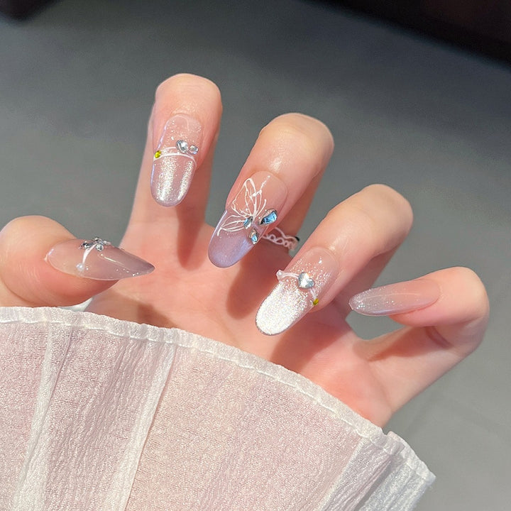 Elegant Decorative Press-On Nail Extensions with Pearls Kalsten