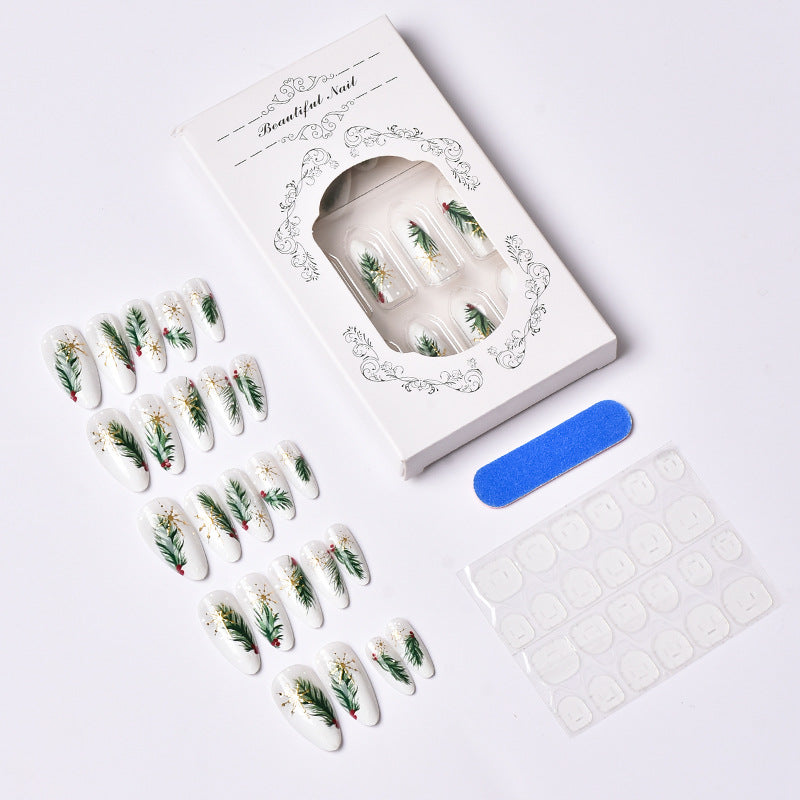 Festive Botanical Press-On Nail Art
