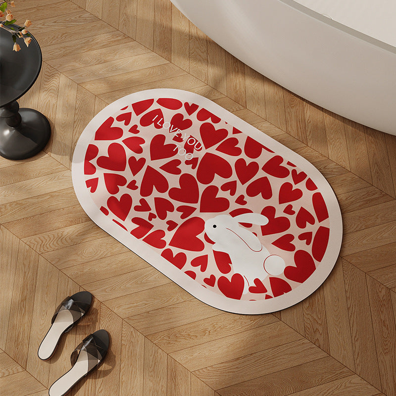Heart-Shaped Floral Bath Mat Kalsten