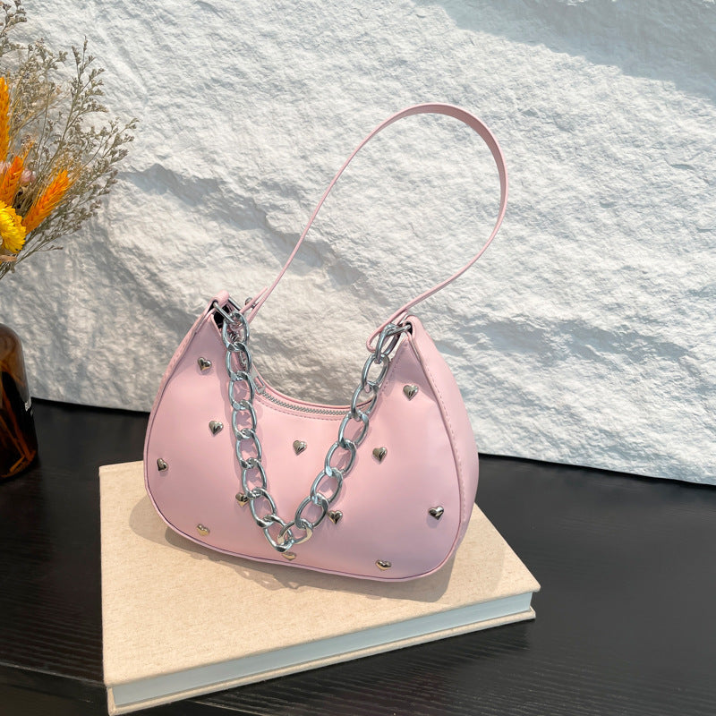 Chic Heart-Embellished Shoulder Bag Kalsten