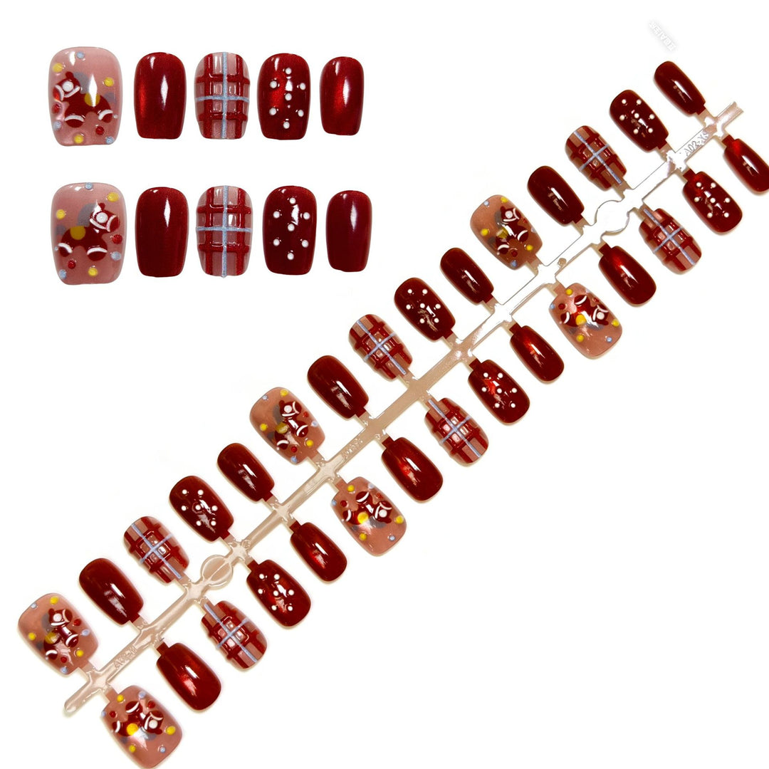 Artistic Press-On Nail Set with Unique Patterns