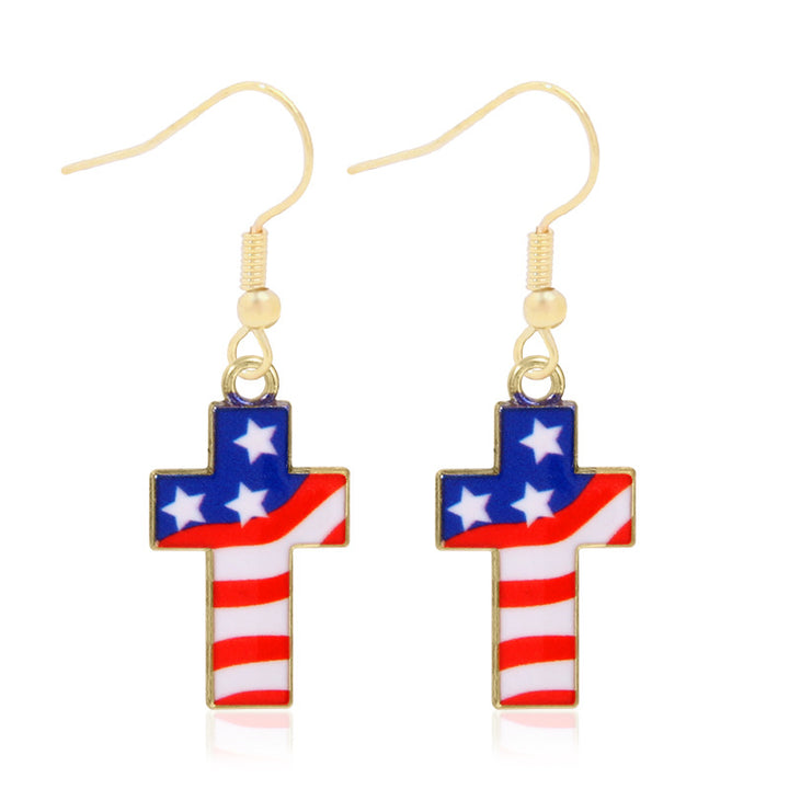 Women's lightweight star earrings with enamel flag design and fishhook Kalsten