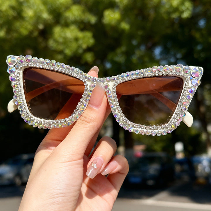 Rhinestone-Accented Cat-Eye Sunglasses Kalsten