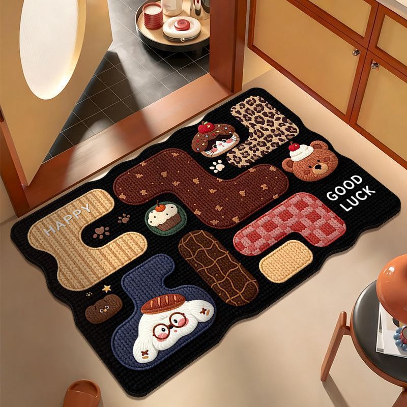 Playful Cartoon Cat-Themed Area Mat