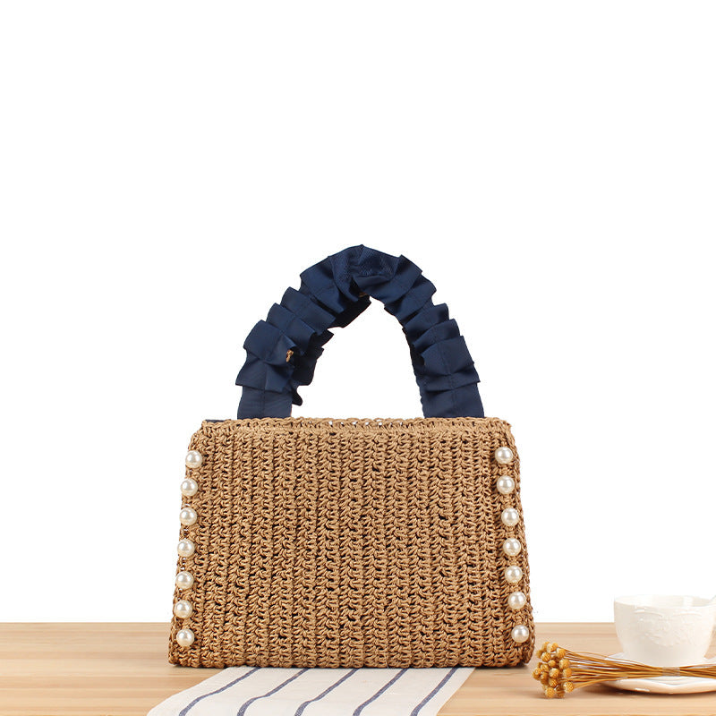 Handbag with High-Quality Pearl Embellishment and Fashionable Ruffled Handle Kalsten