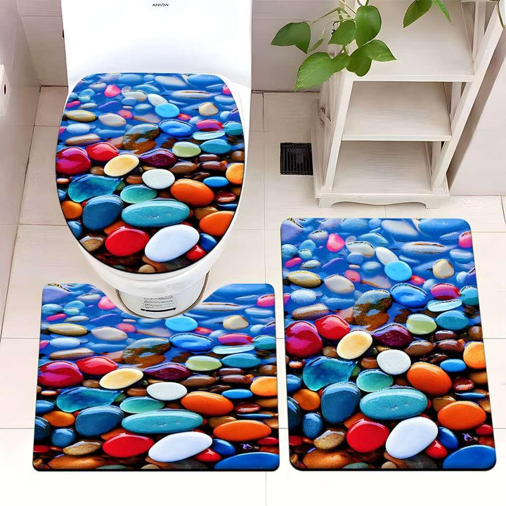 Decorative Rock and Butterfly Bathroom Mat Set Kalsten