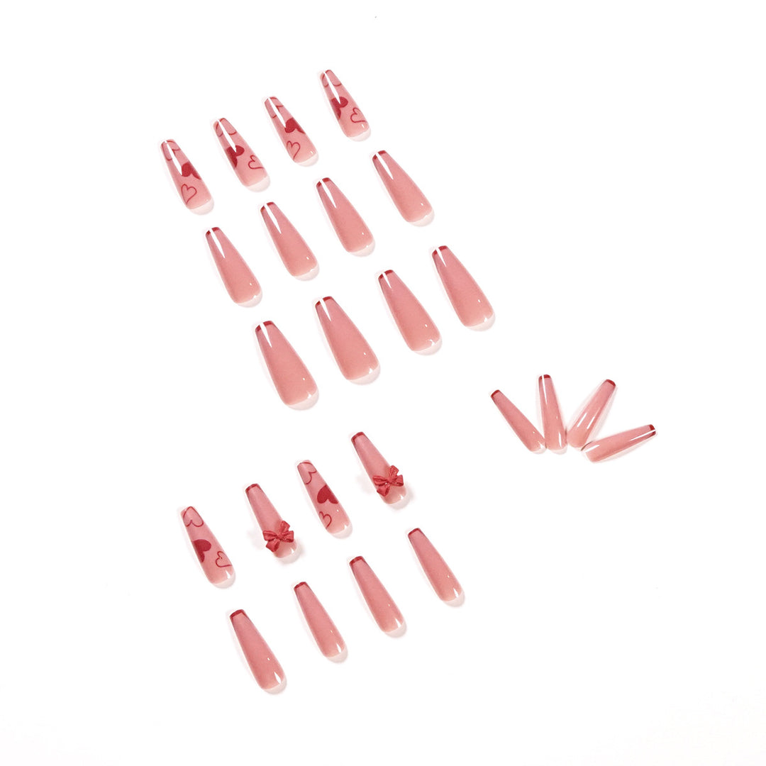 Elegant Artistic Nail Extensions with Romantic Heart Designs Kalsten