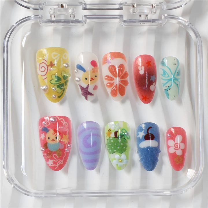 Artistic Cartoon-Themed Press-On Nail Art Set Kalsten