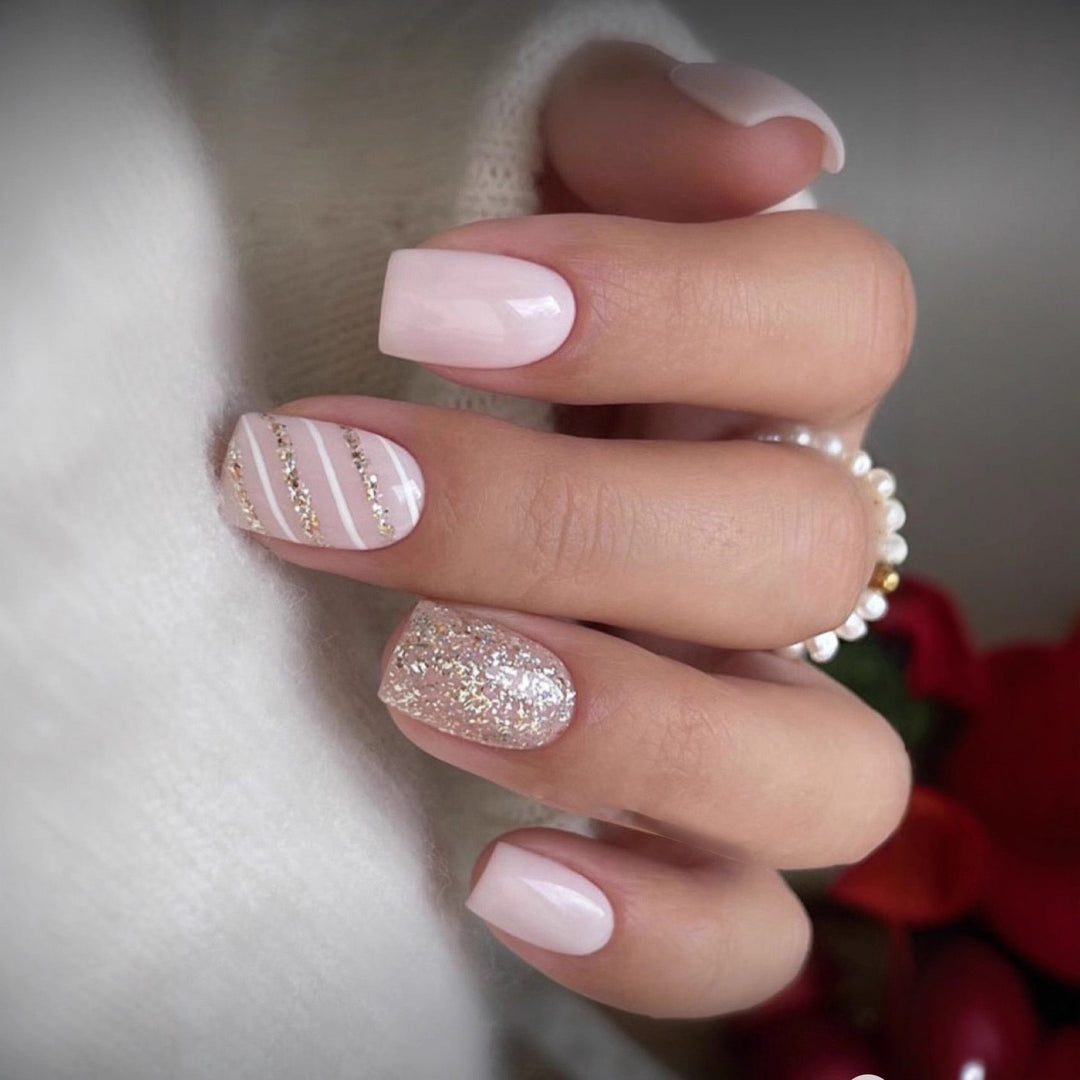 Glamorous artificial nails with glitter and ombre Kalsten