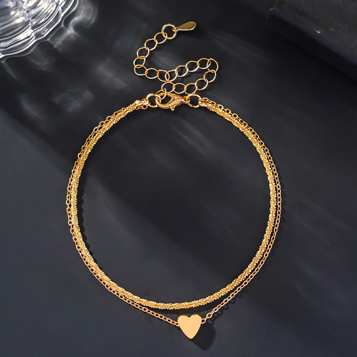 Two-Tone Heart Charm Anklet Kalsten