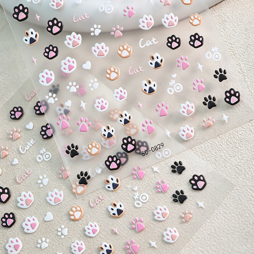 Cute Animal Paw-Themed Nail Art Charms